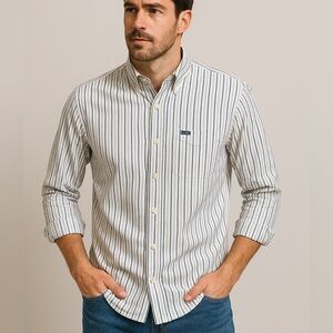 Façonnable Men’s Striped Button-Down Shirt | Size Small | Like New